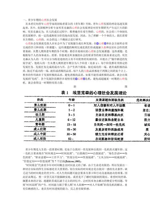 一、青少年期的心理社会发展