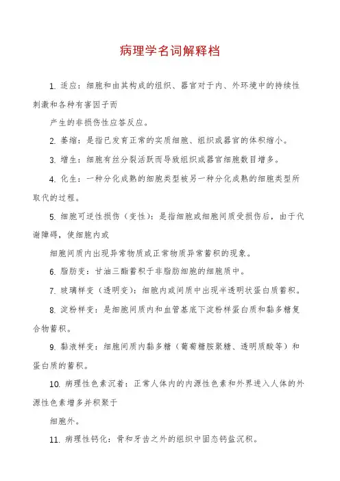 病理学名词解释档
