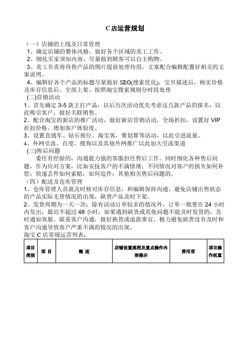 淘宝C店运营手册
