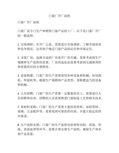 门窗厂开厂流程