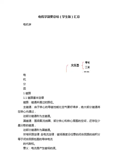 电机学简要总结（学生版）汇总