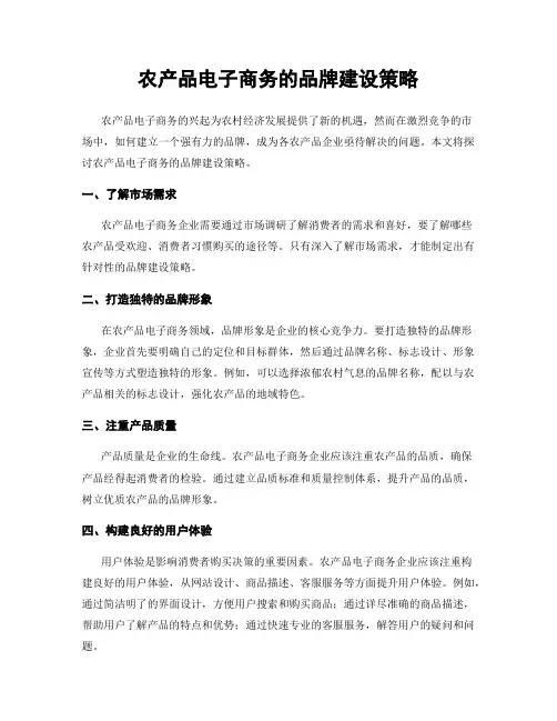 农产品电子商务的品牌建设策略