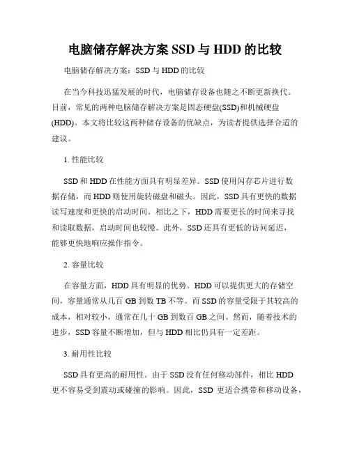 电脑储存解决方案SSD与HDD的比较