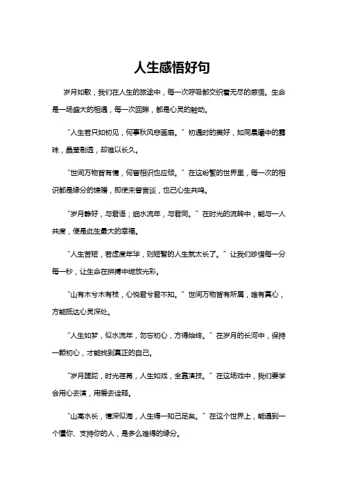 【人生感悟】人生感悟好句