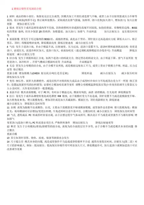 薄壁注塑件常见缺陷分析资料