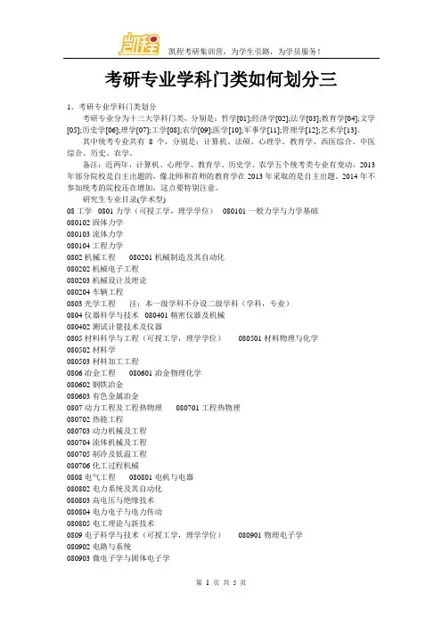 考研专业学科门类如何划分三