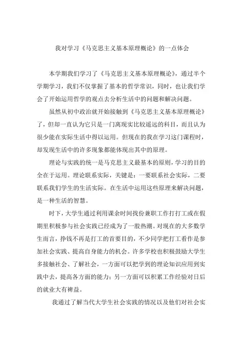 马克思主义基本概论期中论文