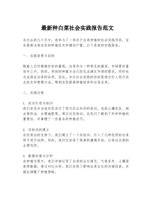 最新种白菜社会实践报告范文