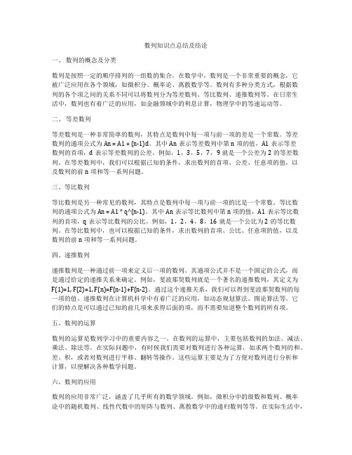 数列知识点总结及结论