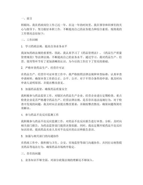 药政个人工作总结
