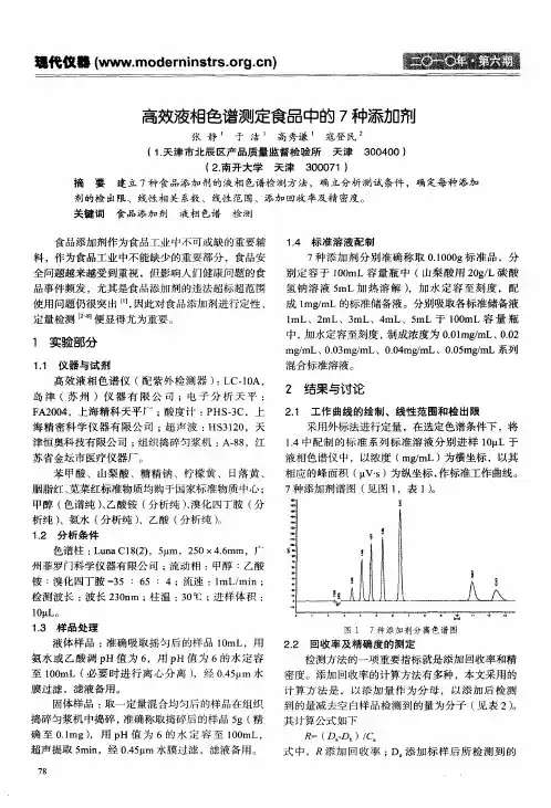 高效液相色谱测定食品中的7种添加剂