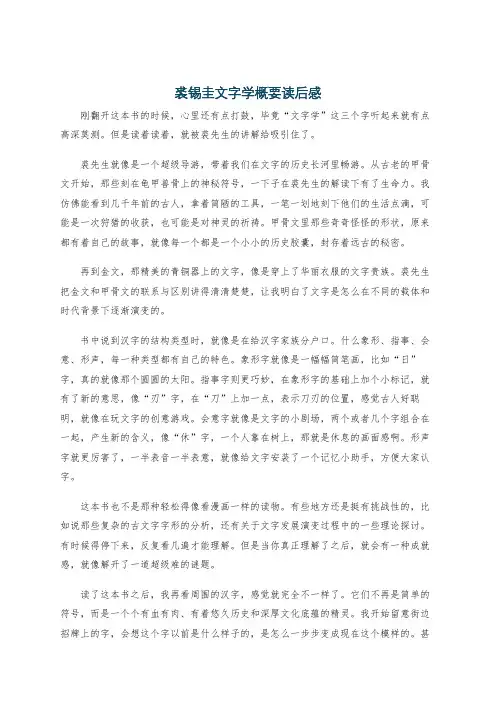 裘锡圭文字学概要读后感