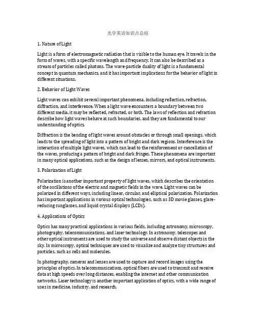 光学英语知识点总结