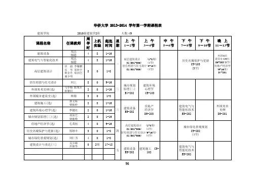 华侨大学建筑学院课程表-10建2