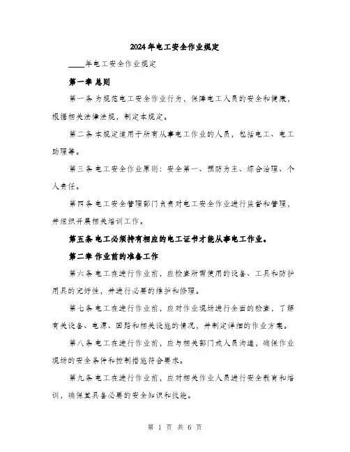 2024年电工安全作业规定（2篇）
