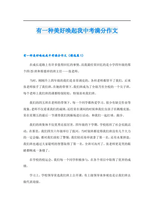 有一种美好唤起我中考满分作文