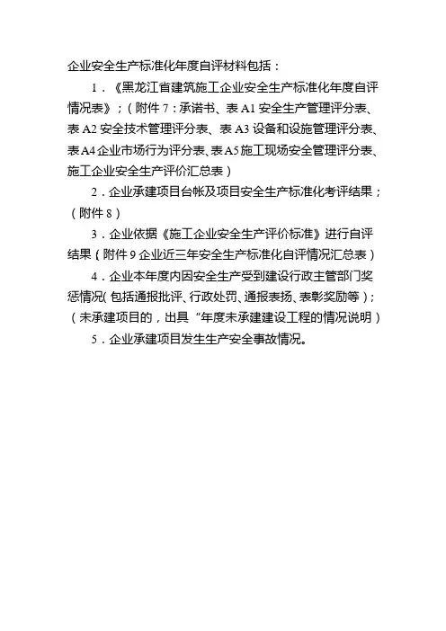 企业安全生产标准化年度自评材料明细(2)