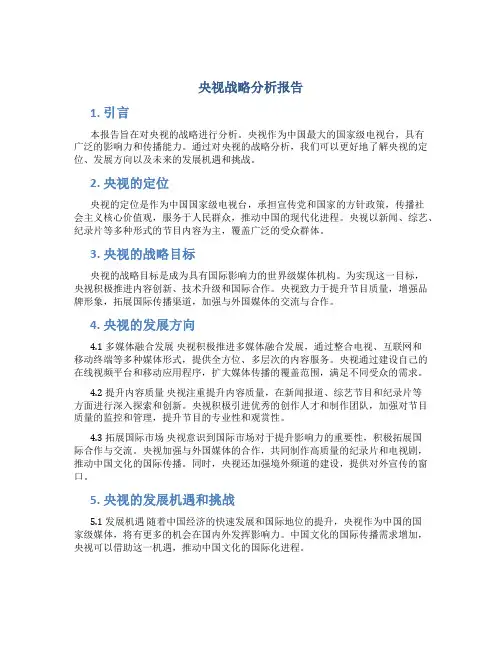 央视战略分析报告