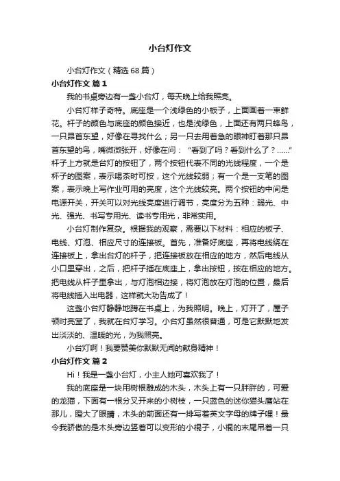 小台灯作文（精选68篇）