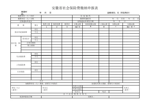 安徽省社会保险费申报表