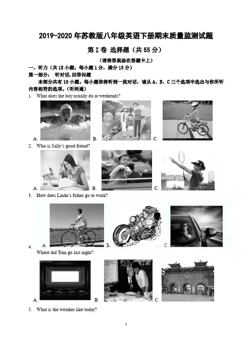 2019-2020年苏教版八年级英语下册期末质量监测试题(附答案)