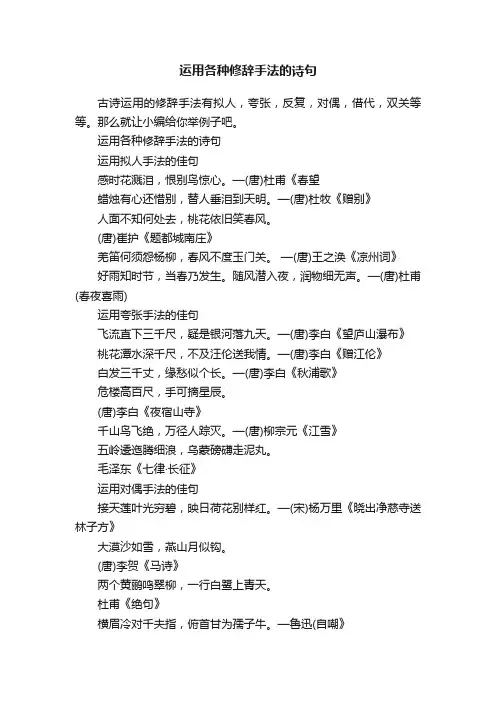 运用各种修辞手法的诗句