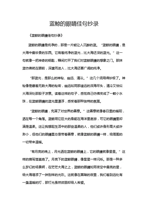 蓝鲸的眼睛佳句抄录