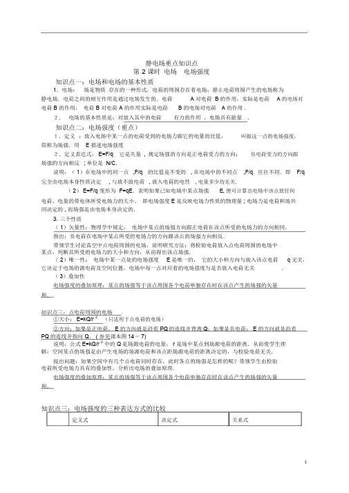 物理选修3-1静电场知识点详细解析