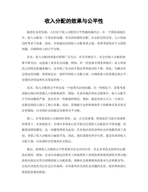 收入分配的效果与公平性