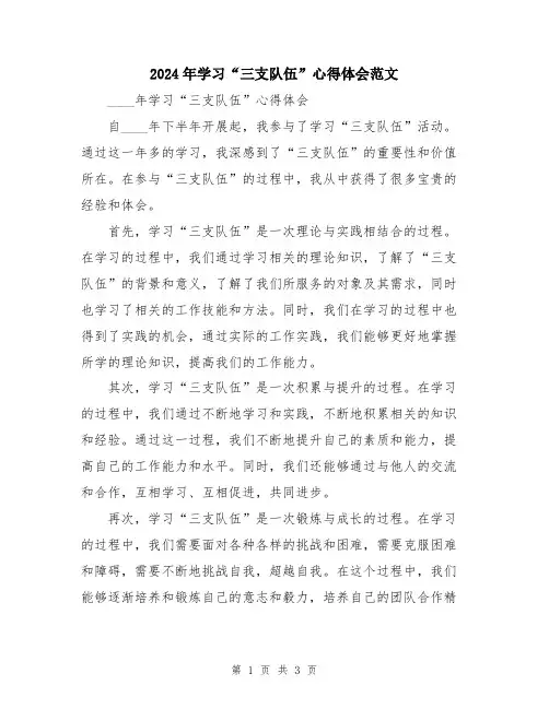 2024年学习“三支队伍”心得体会范文