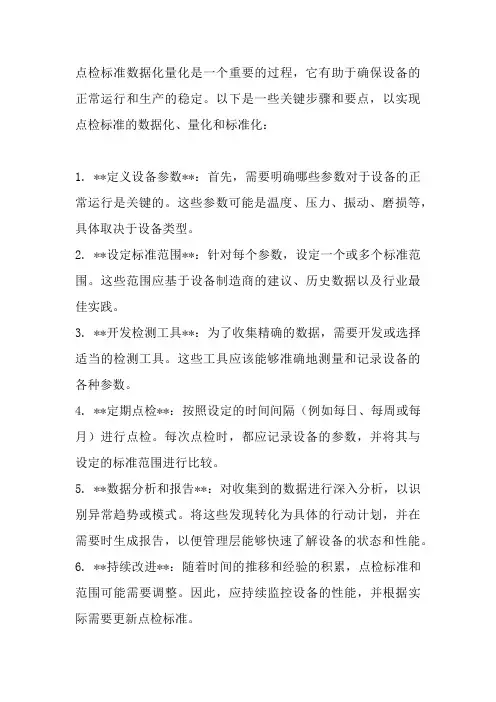 点检标准 数据化量化