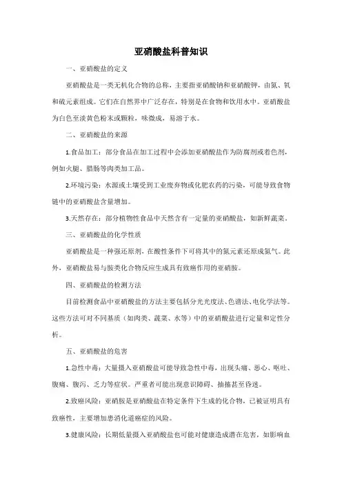 亚硝酸盐科普知识