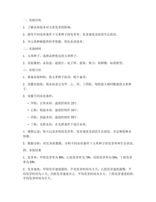 玉米水培发芽实验报告