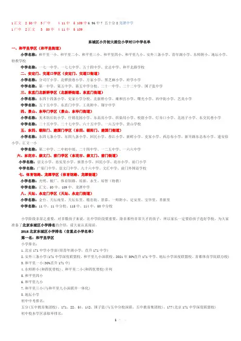 北京市东城区学校大排位