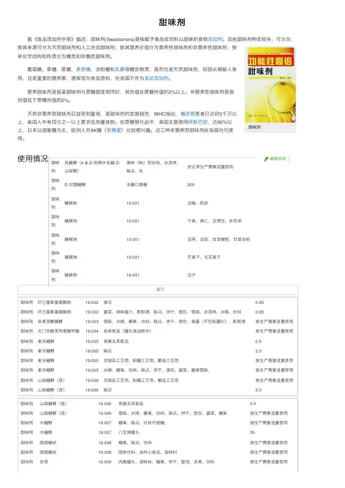 甜味剂——精选推荐