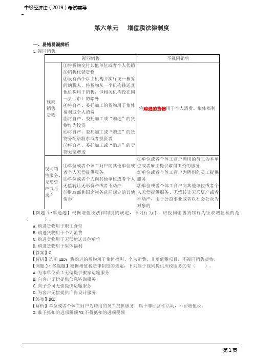 中级会计师考试辅导-中级经济法-分章节习题精析_增值税法律制度(1)