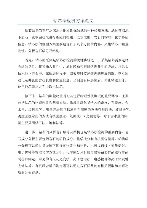 钻芯法检测方案范文