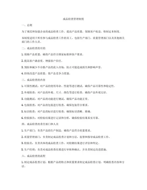 成品检查管理制度