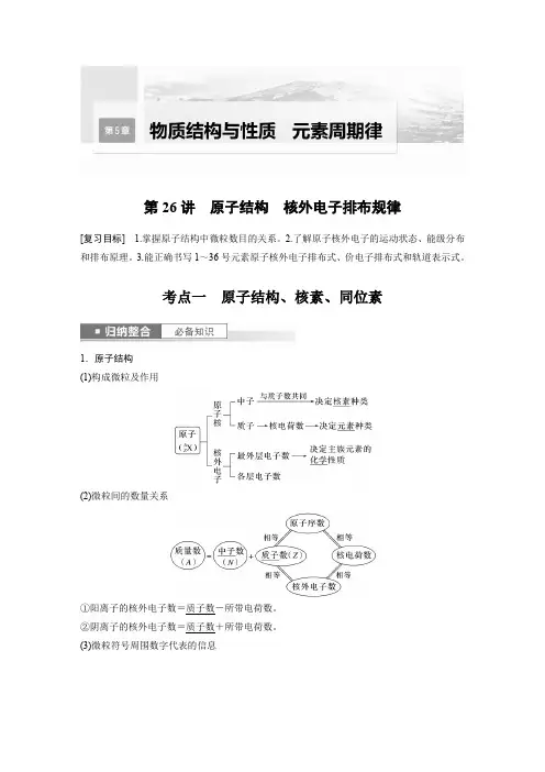 2024届高考一轮复习化学教案(鲁科版)第5章物质结构与性质元素周期律第26讲原子结构核外电子排布规