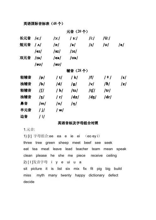 48个-英语国际音标表