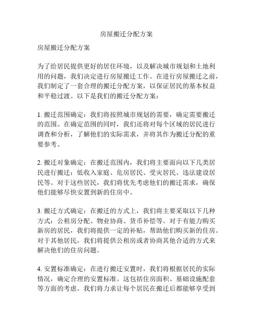 房屋搬迁分配方案