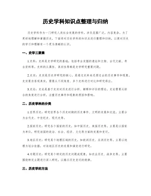历史学科知识点整理与归纳