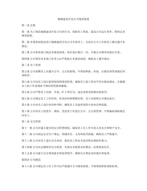 城镇建设开发公司规章制度