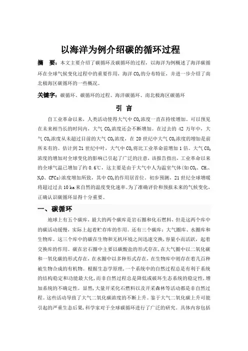 以海洋为例介绍碳的循环过程