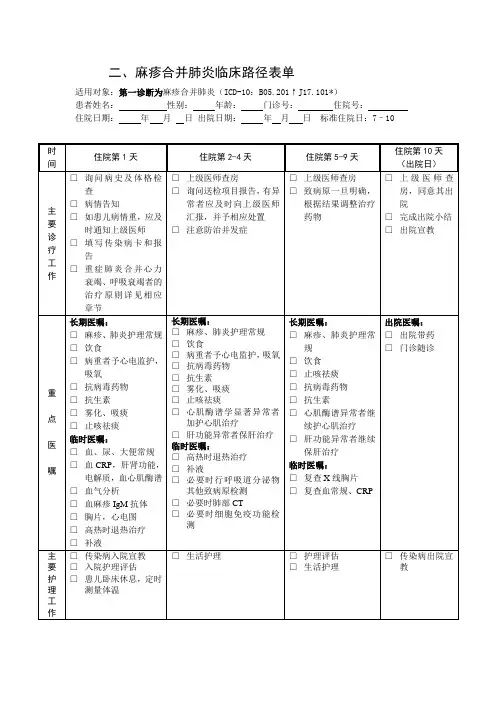 儿科临床路径