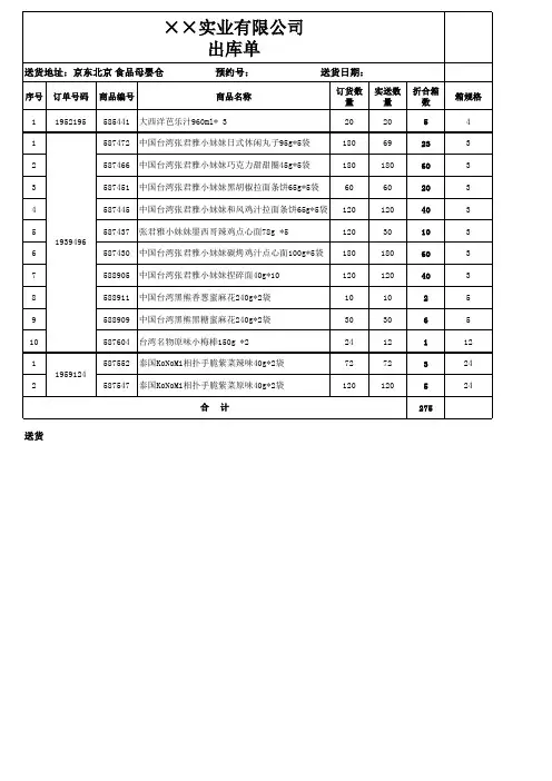 出库单模板
