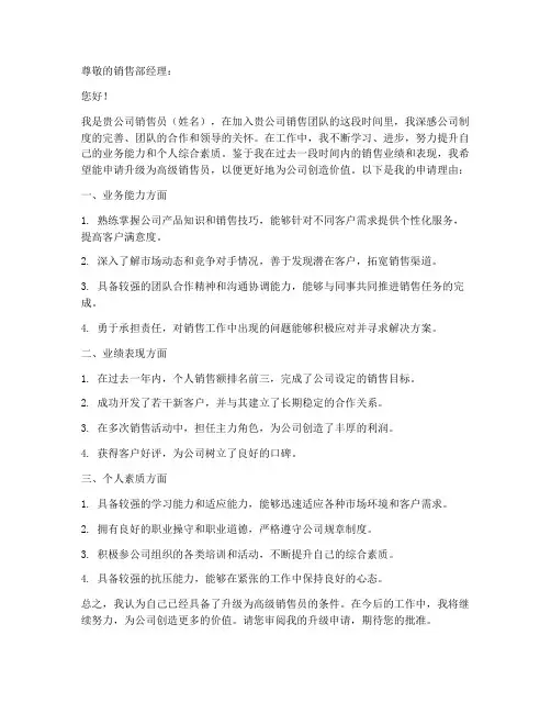 销售员升级申请书模板