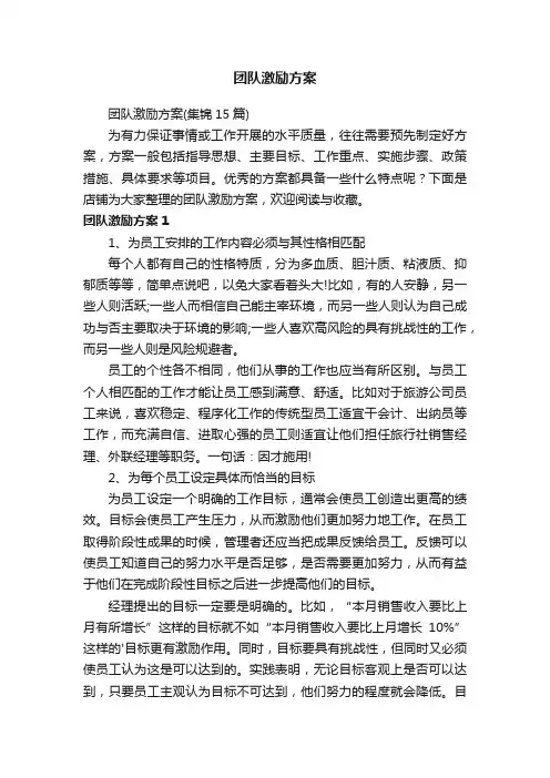 团队激励方案
