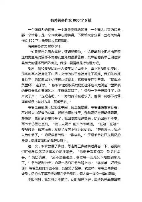 有关转身作文800字5篇