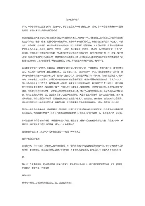 职业价值观之我见